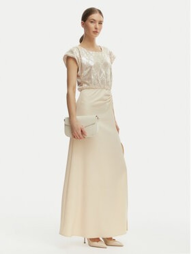 Rinascimento Sukienka wieczorowa CFC0020276002 Beżowy Slim Fit