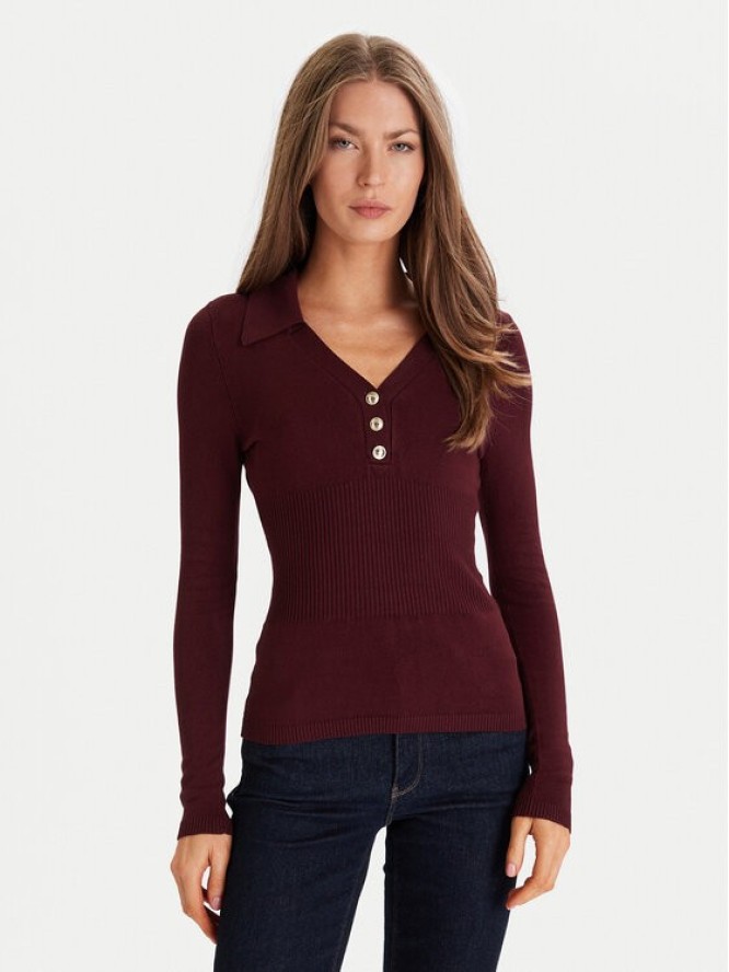 Morgan Sweter 252-MBANOU Bordowy Slim Fit