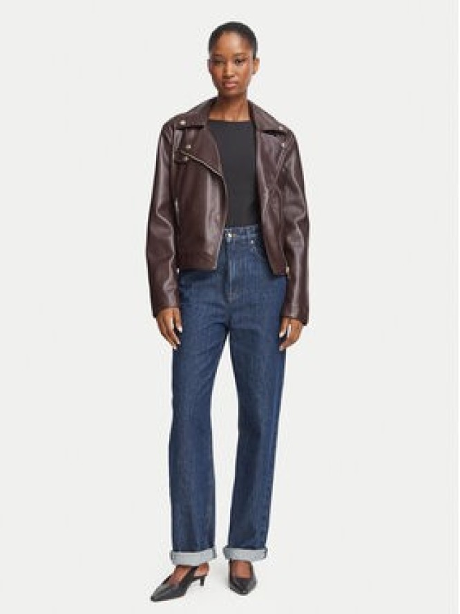 Morgan Kurtka z imitacji skóry 262-GEFF Bordowy Slim Fit