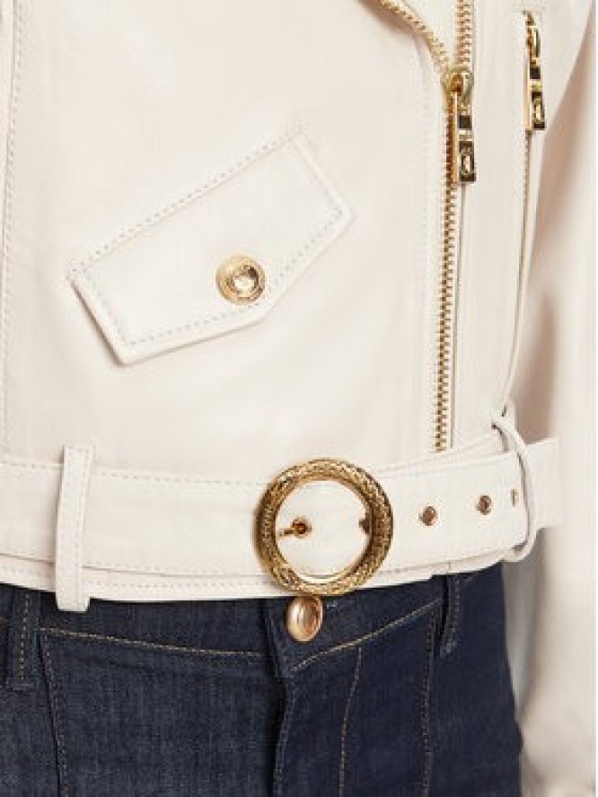 Just Cavalli Kurtka skórzana 78PAVP05 Biały Loose Fit