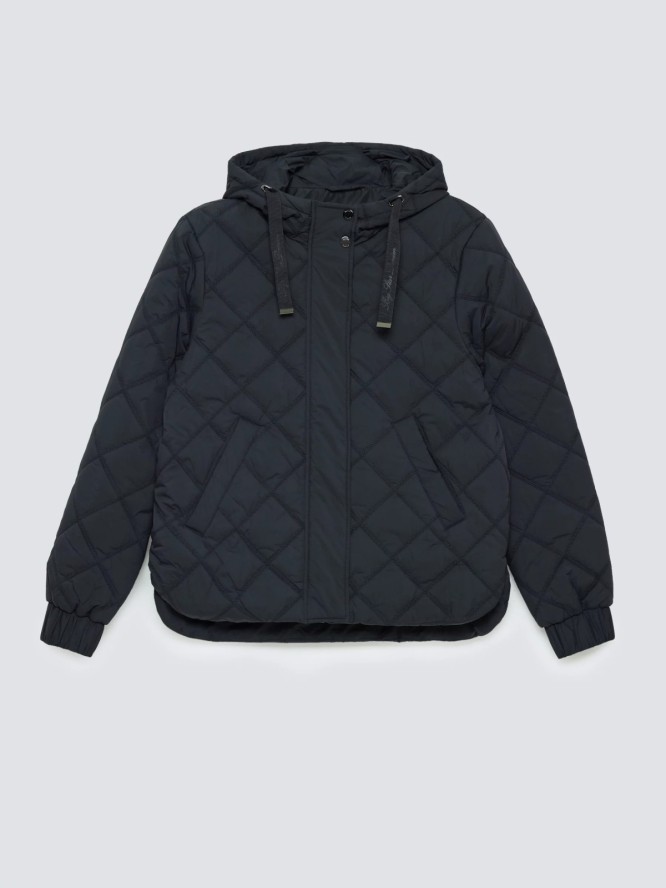 Kurtka damska pikowana z kapturem czarna Wynterina 906