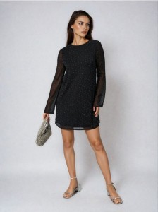 Sukienka mini z połyskiem - czarny