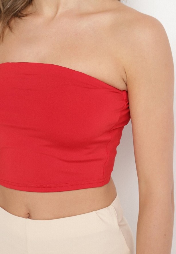 Czerwony Dopasowany Top z Gumką na Plecach Arohia