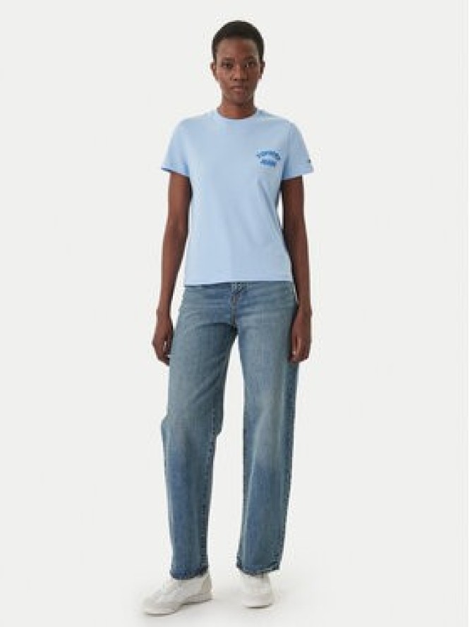 Tommy Jeans T-Shirt Bubble Logo DW0DW22310 Błękitny Regular Fit