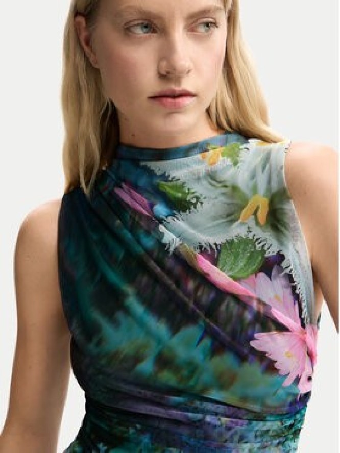 Desigual Sukienka letnia Carrington 26SWVK40 Zielony Slim Fit