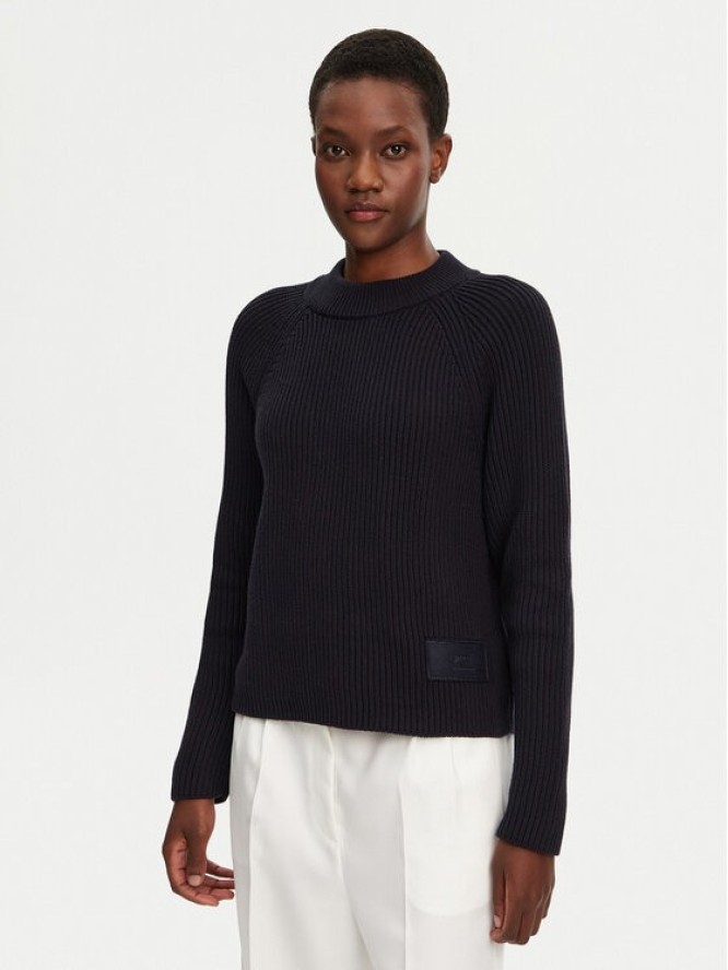 AMI Paris Sweter FKS024.KN0031 Granatowy Regular Fit