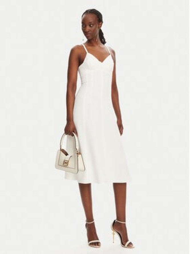 Elisabetta Franchi Sukienka koktajlowa AB74852E2 360 Biały Regular Fit