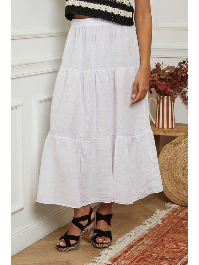 La Compagnie Du Lin Lniana spódnica w kolorze białym rozmiar: XL