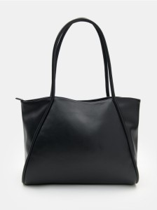 Duża torba shopper z imitacji skóry - czarny