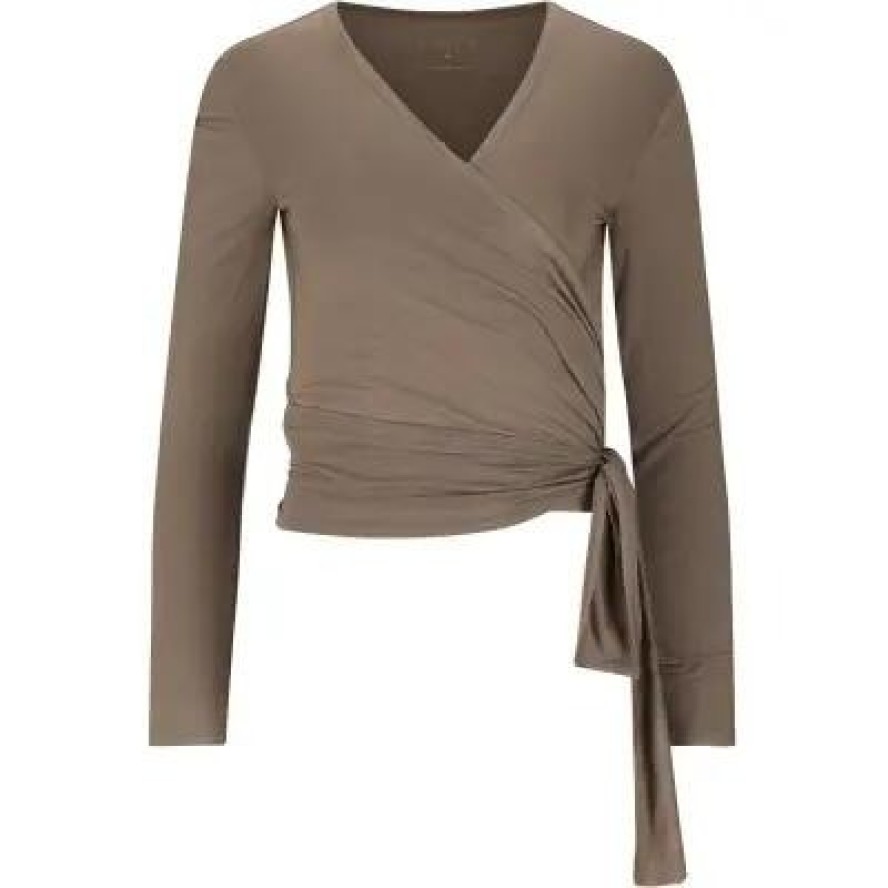 athlecia Walyn W Bluzka kopertowa z wiskozy ze stretch – 1292 Greige