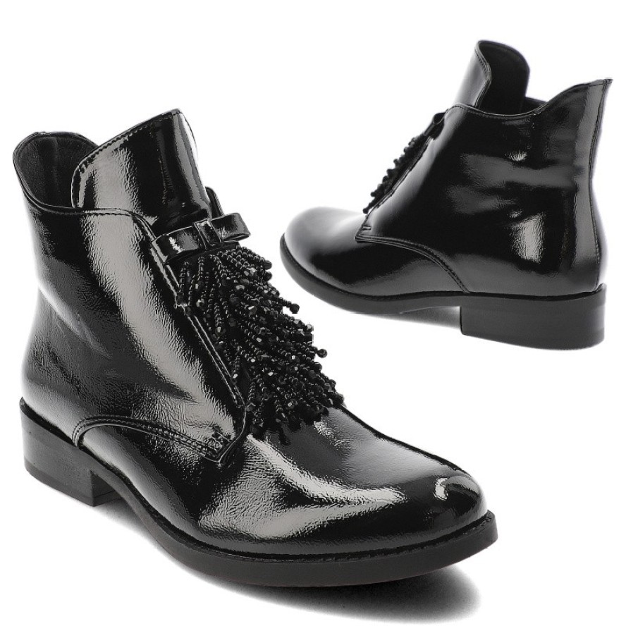 Czarne Botki S.Barski Modne Obuwie Damskie Zapinane Na Suwak