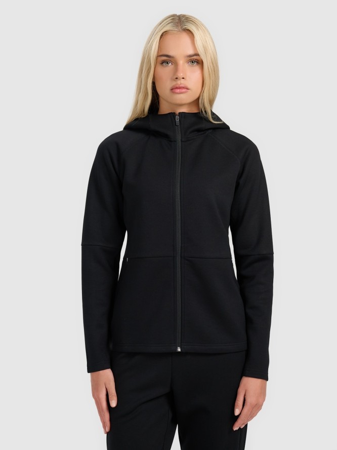 4F Bluza dresowa rozpinana z kapturem damska - czarna M