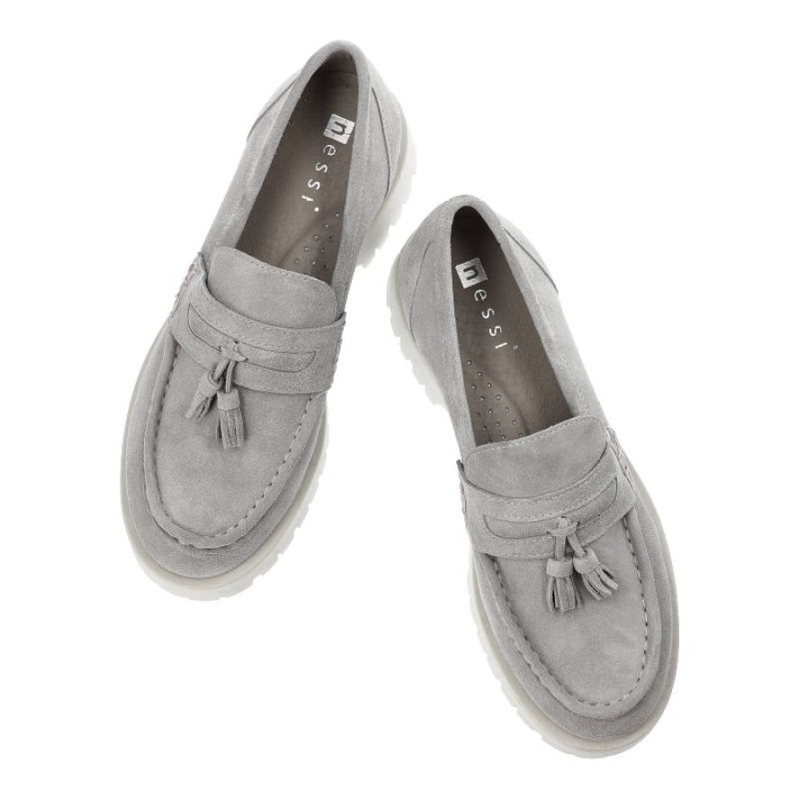 Szare Mokasyny Nessi Damskie Modne Buty