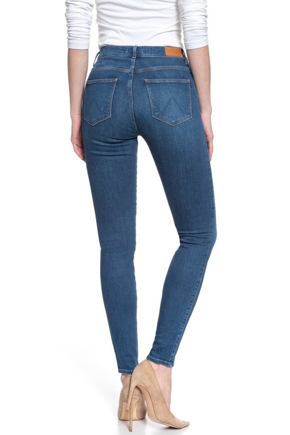 DAMSKIE SPODNIE JEANSOWE WRANGLER HIGH RISE SKINNY MID INDIGO W27HVQX8E 112128135