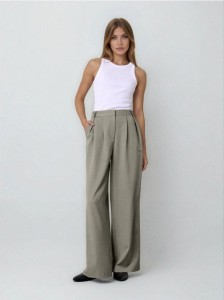 Spodnie wide leg - zielony