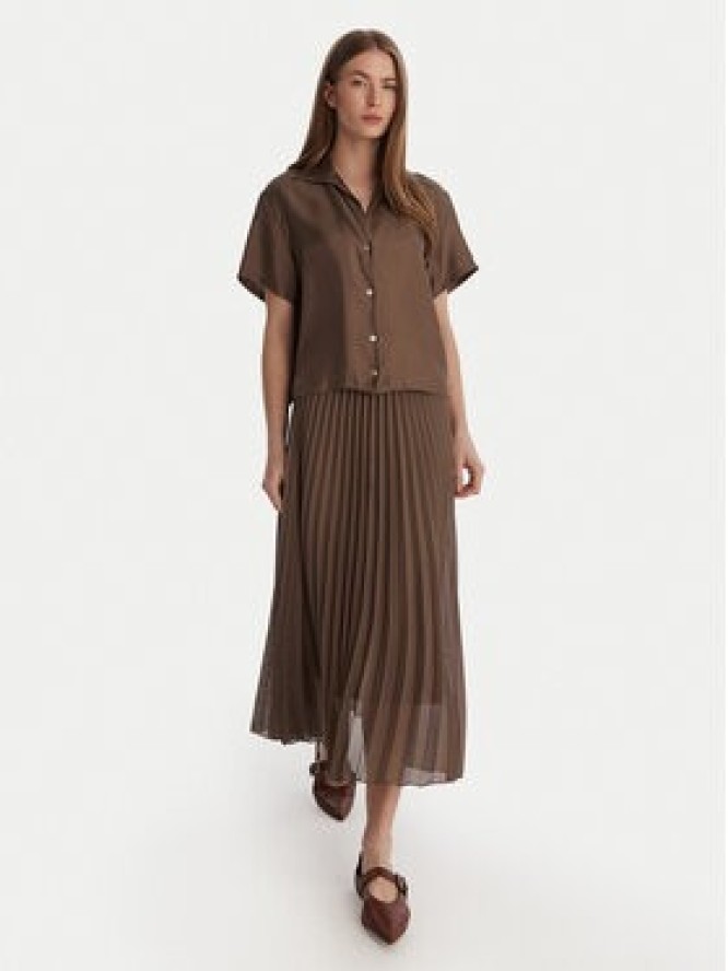 Marella Spódnica plisowana Gabbia 2613101085 Brązowy Regular Fit