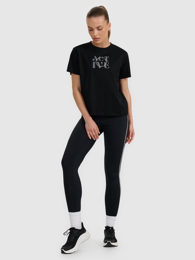 4F T-shirt z nadrukiem damski - czarny L