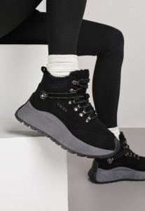 Czarne Sneakersy Śniegowce Vices na Platformie w Sportowym Stylu Nelsella