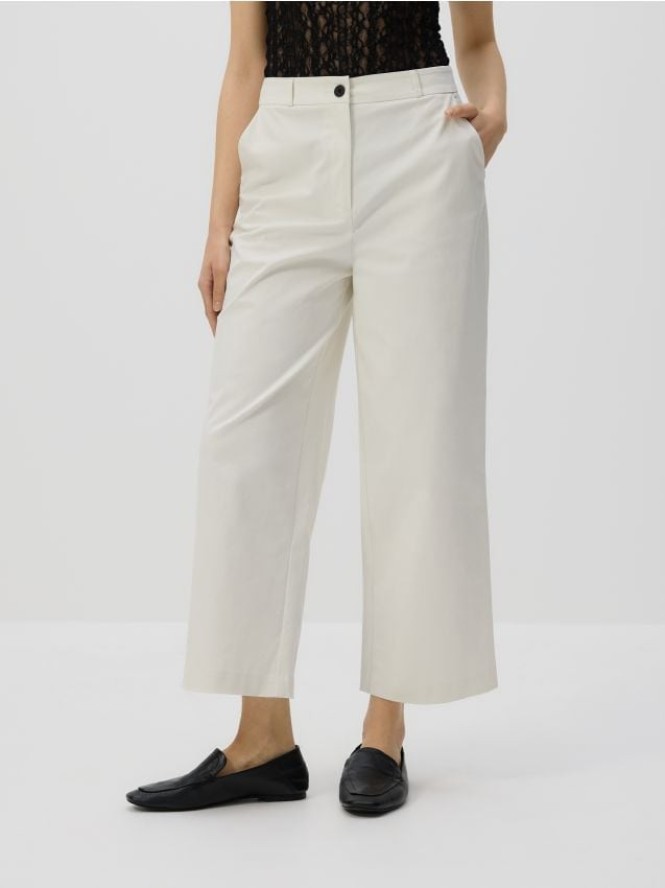 Bawełniane spodnie culotte - złamana biel