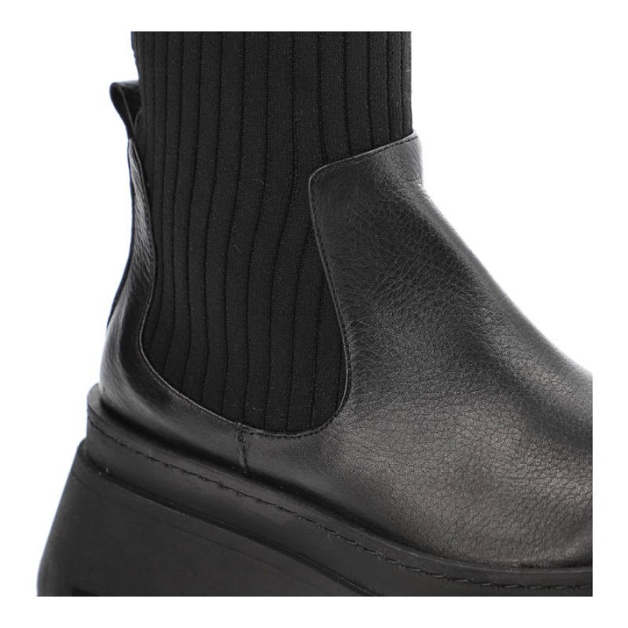 Kozaki damskie Artiker, wysoka elastyczna cholewka z dzianiny dolna część ze skóry wsuwana konstrukcja, black, 49C0850