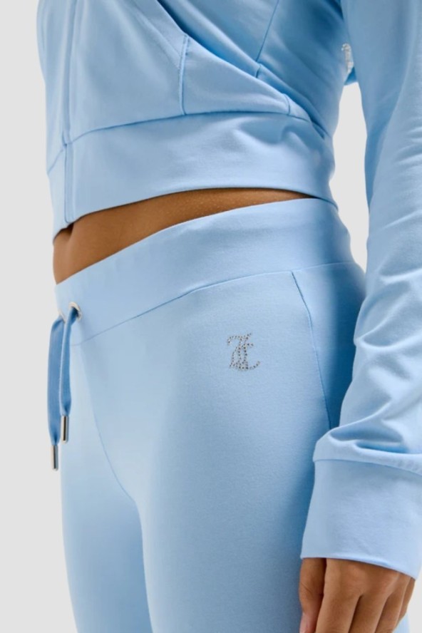 JUICY COUTURE Błękitne damskie spodnie dresowe Single Jersey Apollo Low Rise, Rozmiar L