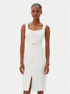 Fracomina Sukienka koktajlowa FR25SD2001W42901 Écru Slim Fit