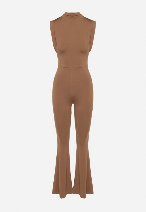 Brązowy Kombinezon z Nogawkami Flare i Podkreślonymi Ramionami Milenirea