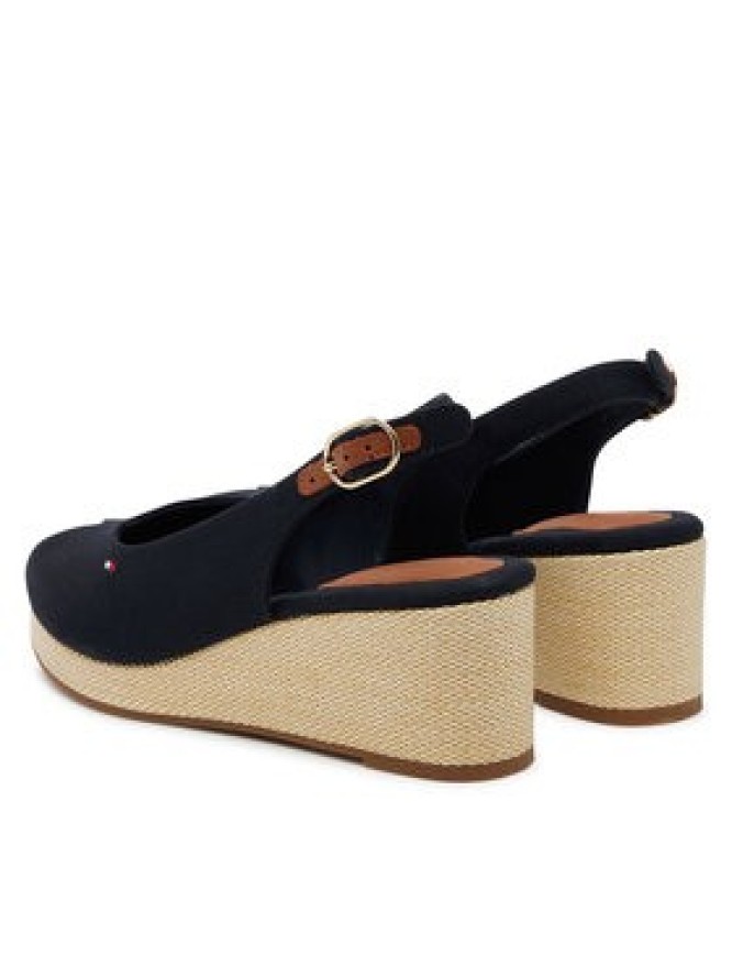 Tommy Hilfiger Sandały Flag Mid Wedge Espad Slingback FW0FW08595 Granatowy