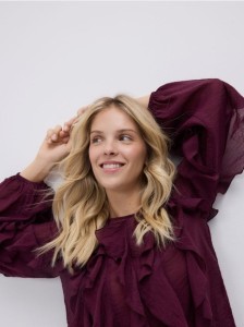 Bluzka z falbanami - ciemnofioletowy