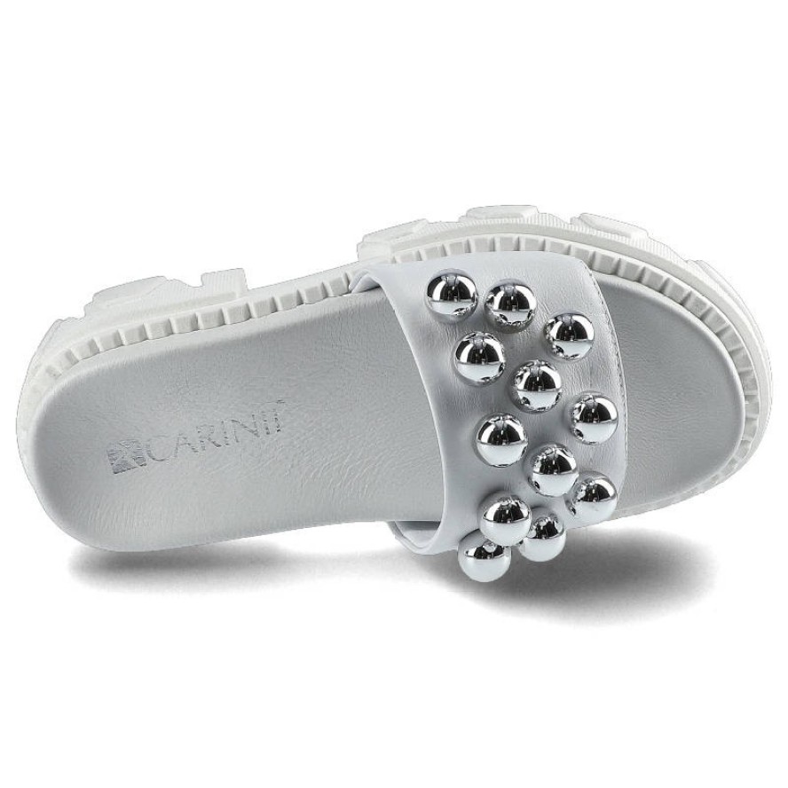 Białe Klapki Carinii Buty Damskie Obuwie Ze Skóry