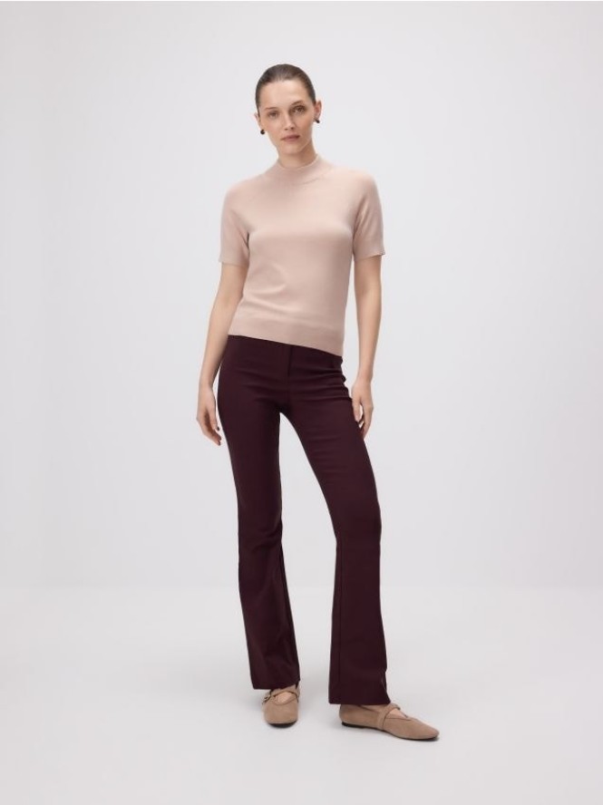 Spodnie flare z wiskozą - burgundowy