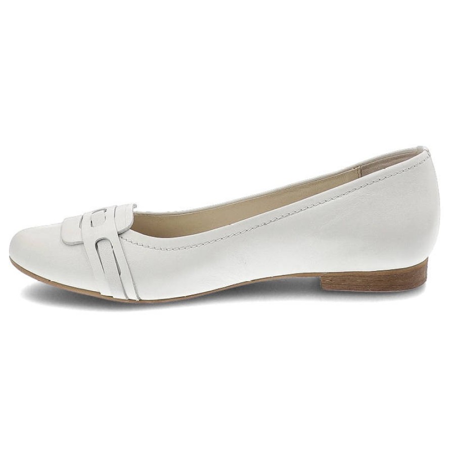 Białe Baleriny Simen Wygodne Skórzane Buty