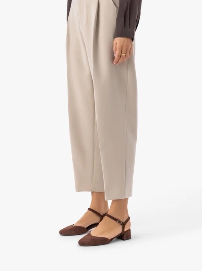 Ciemnobrązowe czółenka slingback na niskim słupku