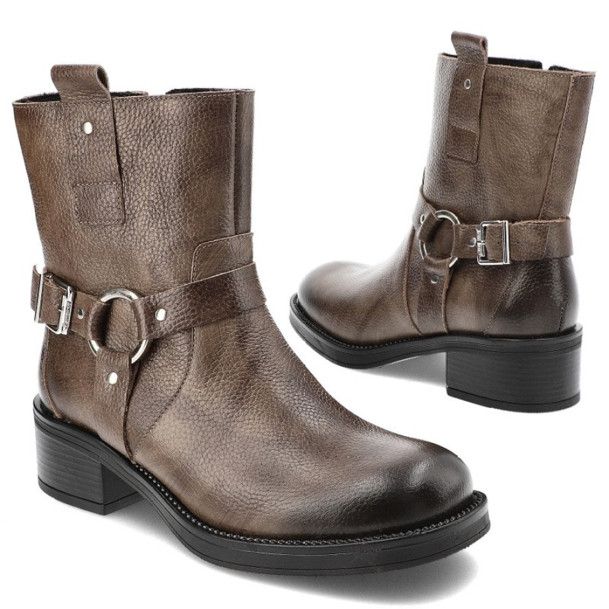 Brązowe Botki Armodo Modne Kowbojki Damskie