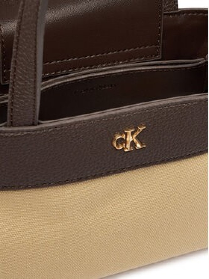 Calvin Klein Torebka Ck Canvas Mini Tote Crossbody LV04F3504G Brązowy
