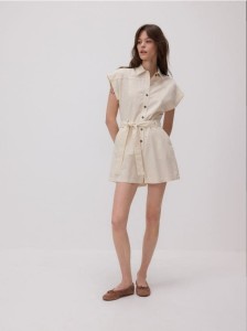 Kombinezon z dodatkiem lnu - beżowy