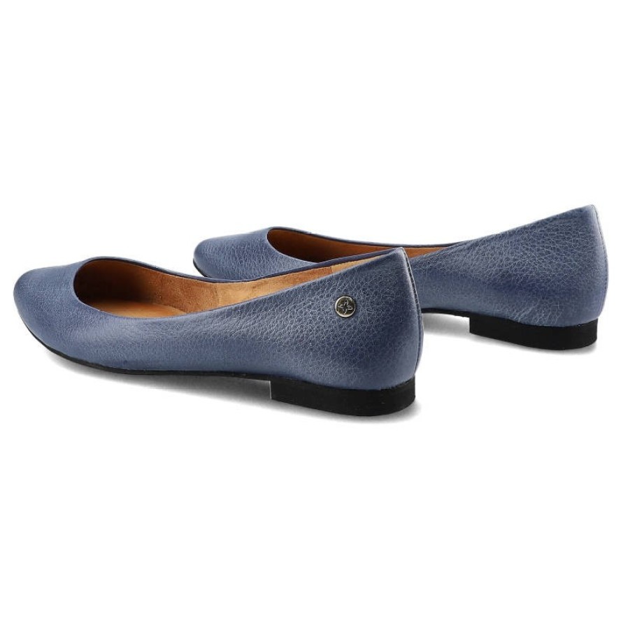 Baleriny damskie Maciejka, ze skóry naturalnej i na płaskiej podeszwie, granatowe na jeans, 04100-17-00-8