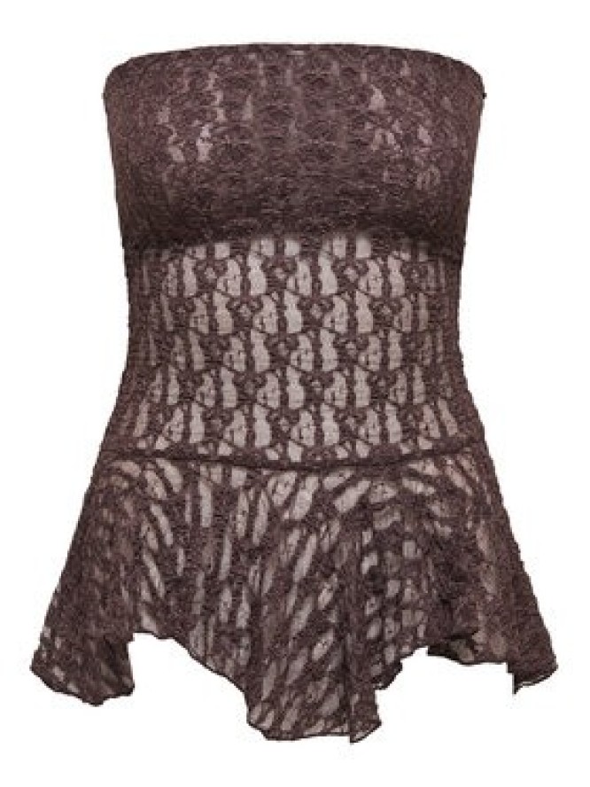 ONLY Top Aya 15375823 Brązowy ciemny Slim Fit