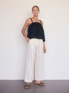 Szerokie spodnie z lnem - wielobarwny