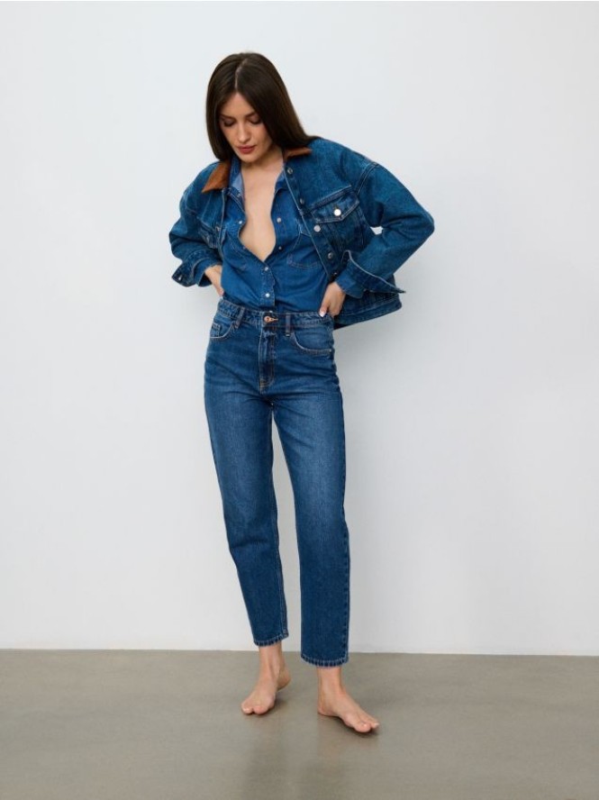 Koszula jeansowa z kołnierzykiem - niebieski