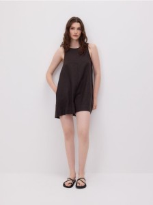 Kombinezon z lnu - ciemnobrązowy