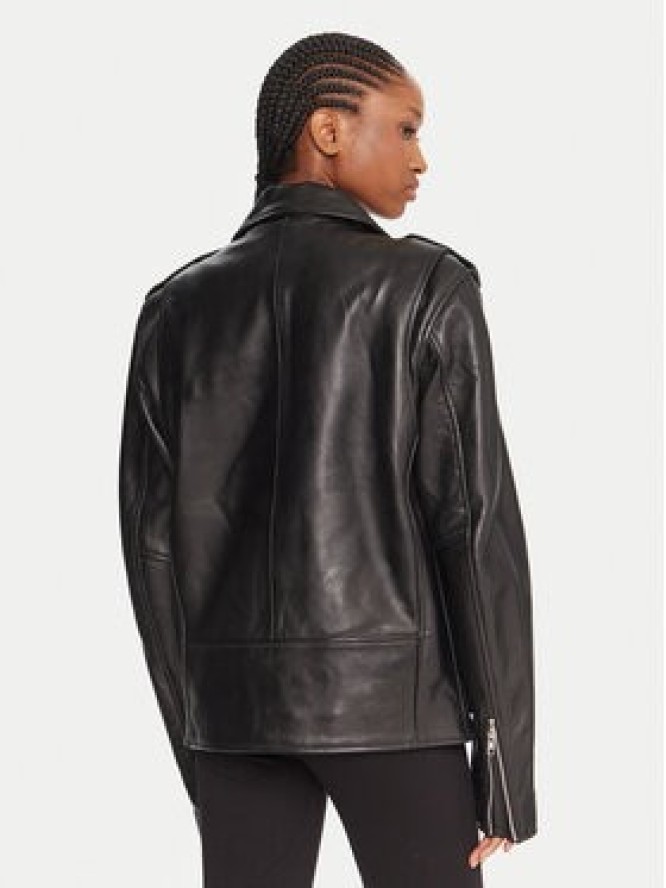 NEW ROCK Kurtka skórzana W-NRLMJ078-S1 Czarny Regular Fit