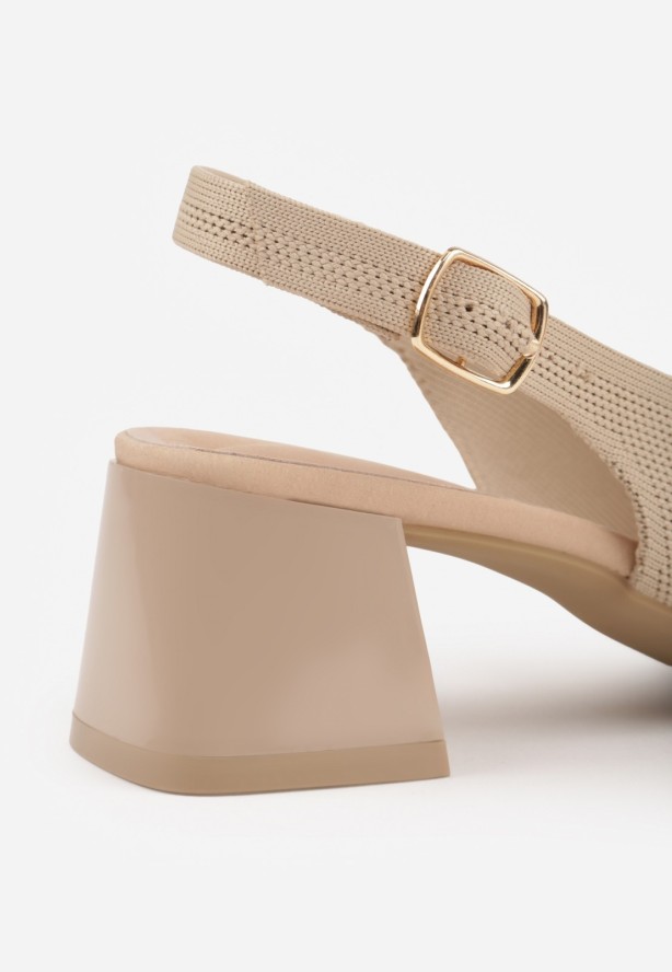 Ciemnobeżowe Czółenka VICES Soft Fit Slingback na Lakierowanym Słupku z Elastyczną Cholewką Comfort Coromenis