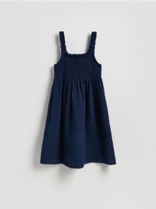 Muślinowa sukienka mini - granatowy