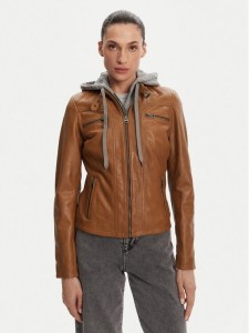 Serge Pariente Kurtka skórzana 77040 Brązowy Regular Fit