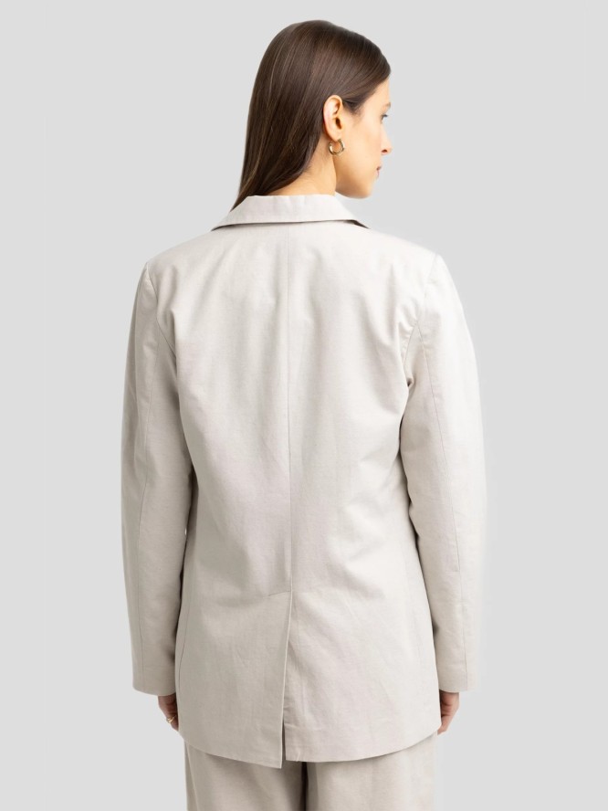 Marynarka damska z dodatkiem lnu beżowa Marylia 800