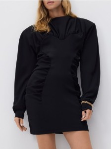 Sukienka mini z drapowaniem - czarny