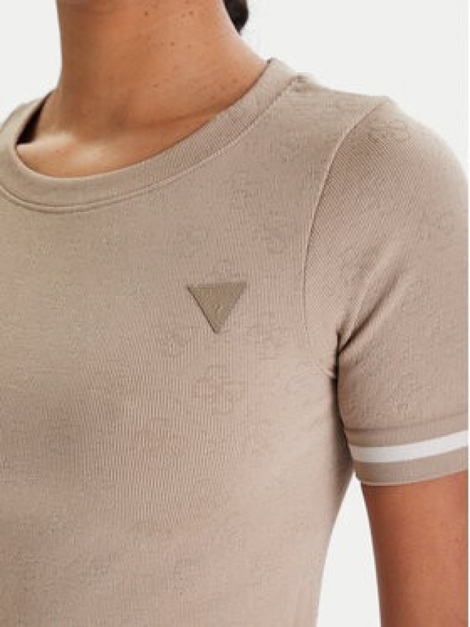 Guess T-Shirt V6RP02 Z4692 Beżowy Slim Fit