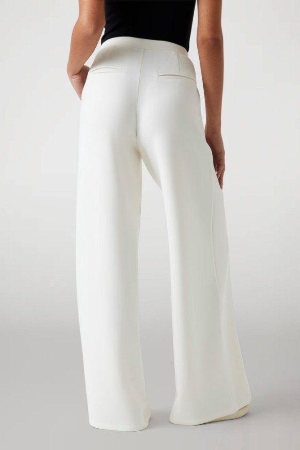 GUESS Spodnie damskie dresowe ecru Olympe Wide, Rozmiar S