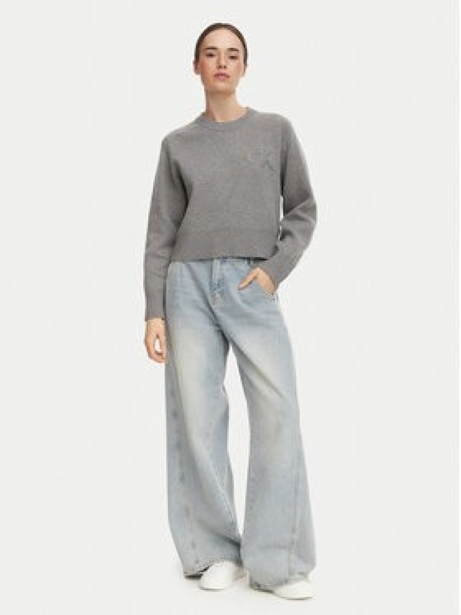 Calvin Klein Jeans Sweter LV047H320G Szary ciemny Regular Fit